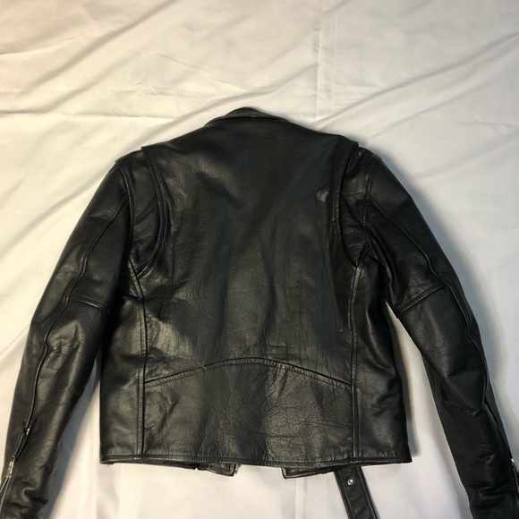 First genuine leather biker jacket. black, size 36 - Picture 5 of 8